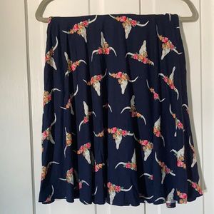 —Small Cow Skull Amelia James Skirt with Pockets